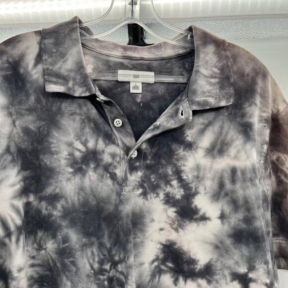 BP. Men's Tie Dye Polo Shirt Gray/White Size Large - Picture 2 of 9